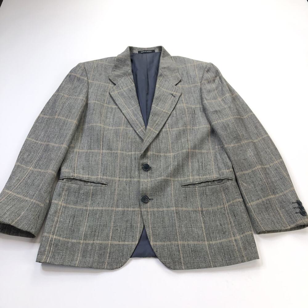 Daniel Hechter VTG NO TAG 42R Silk Linen Blazer Sport Coat Jacket Ivory Black